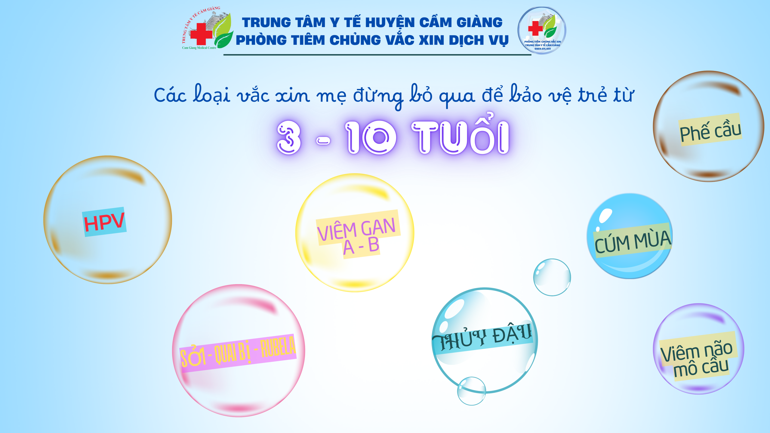 🎉 BẢO VỆ TRẺ 3–10 TUỔI TOÀN DIỆN VỚI CÁC LOẠI VẮC XIN QUAN TRỌNG 🎉